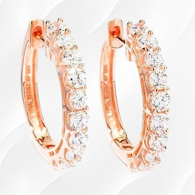 34-0321 - 18K Gold Over Sterling Silver Cubic Zirconia Hoop Earrings